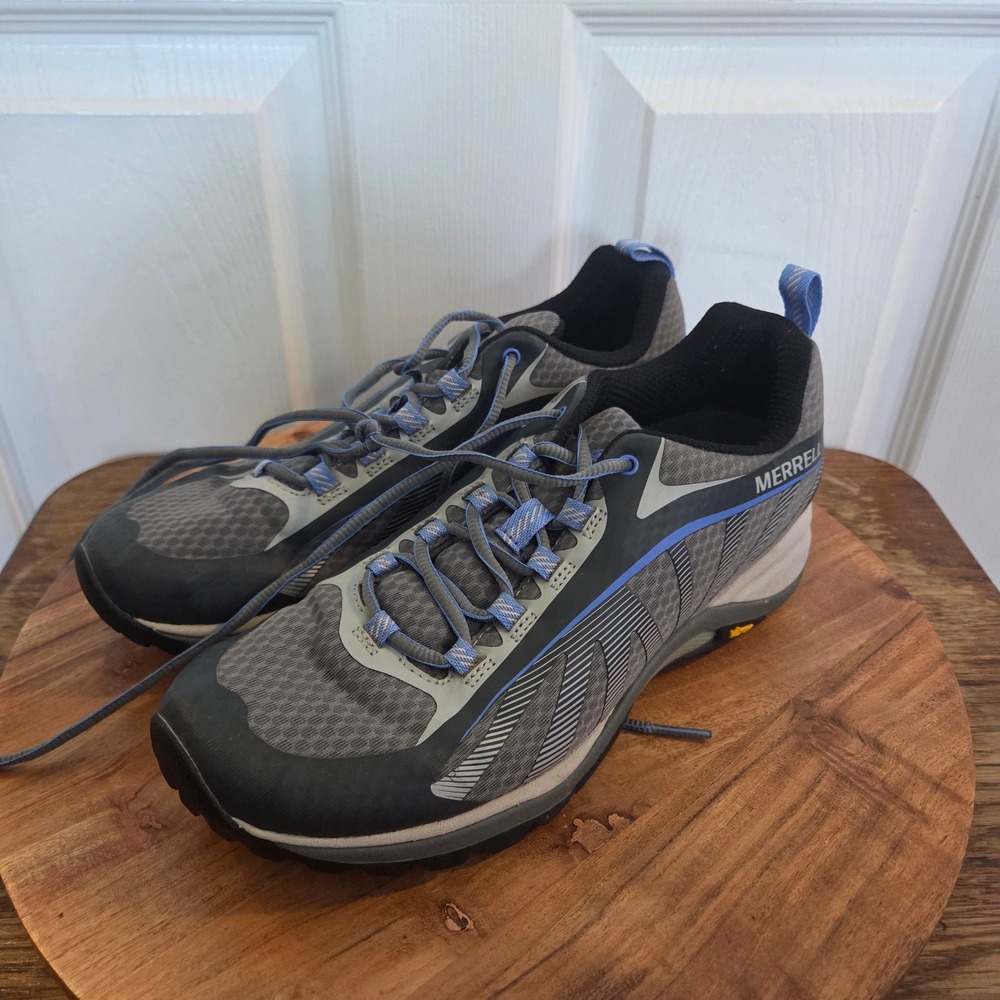 Merrell Siren Edge Grey Blue Hiking Shoes Women 9 Vibram Trail Sneakers Gorpcore